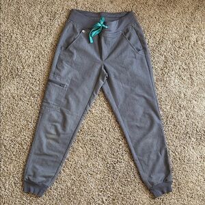 Figs Charcoal Kids Joggers with Teal Accent